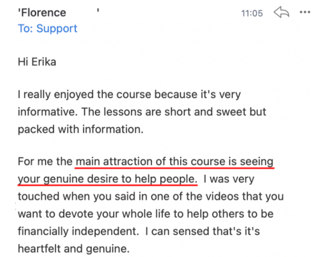 Florence's testimonial