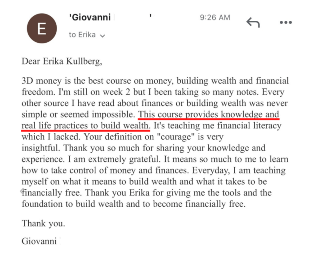 Giovanni's testimonial